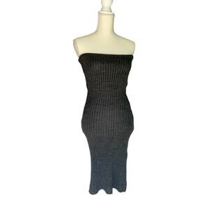 Pretty Little Thing Gray Acrylic Yarn Bodycon Tube Midi Dress size Small